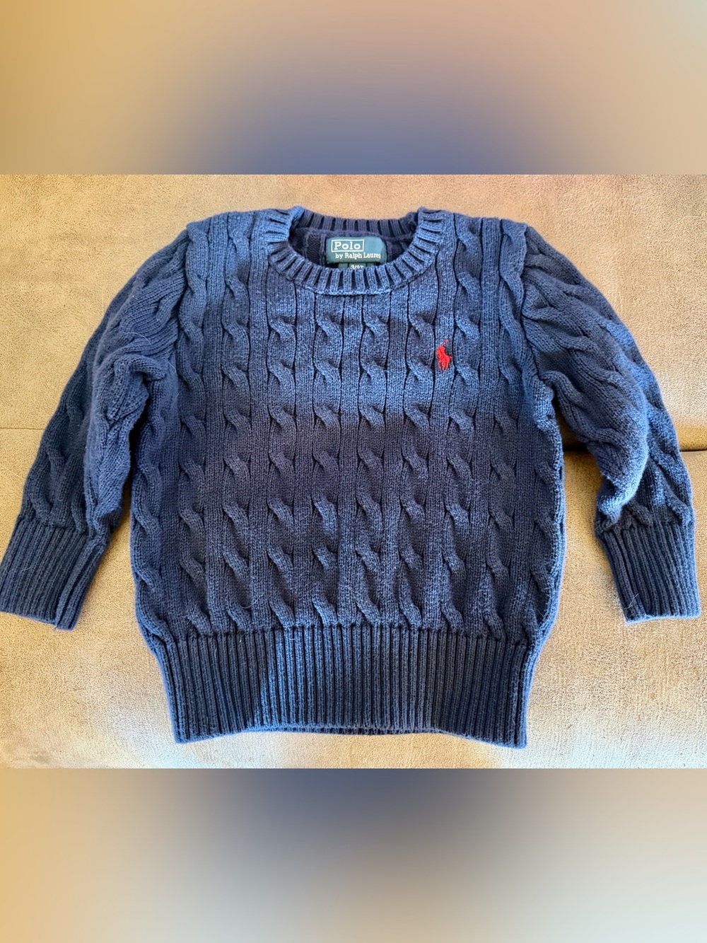 Baby Toddler Navy Polo Ralph Lauren Cable Knit Chunky Sweater 3T S/M